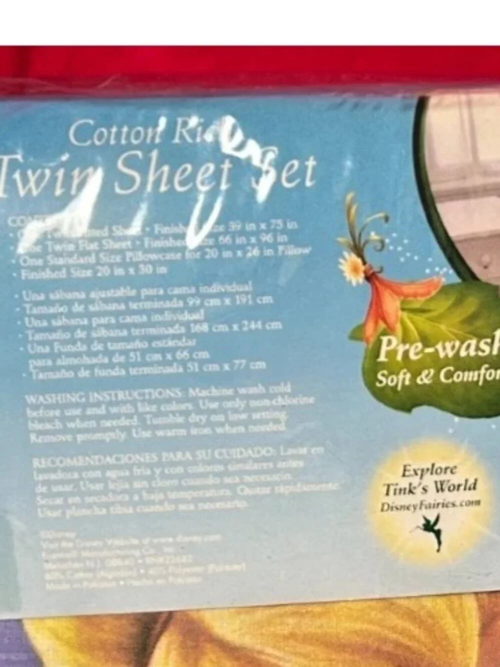 NEW~TWIN Comforter Sheet set~vtg DISNEY PRINCESS~FAIRIES TINKERBELL~cotton rich